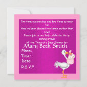 TWINS GIRLS BABY SHOWER INVITATION KAART (Achterkant)