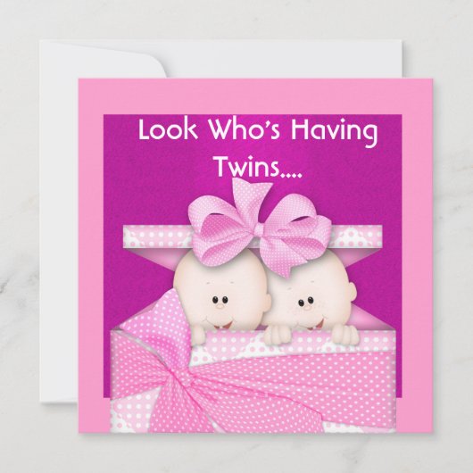 TWINS GIRLS BABY SHOWER INVITATION KAART (Voorkant)