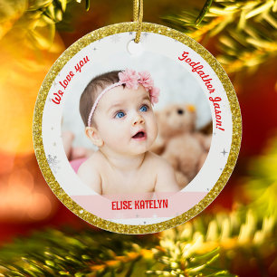 Twins Girls Foto's Godfather First Kerstman Baby Keramisch Ornament