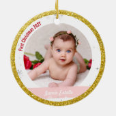 Twins Girls Foto's Godmoeder eerste kerstBaby Keramisch Ornament (Achterkant)