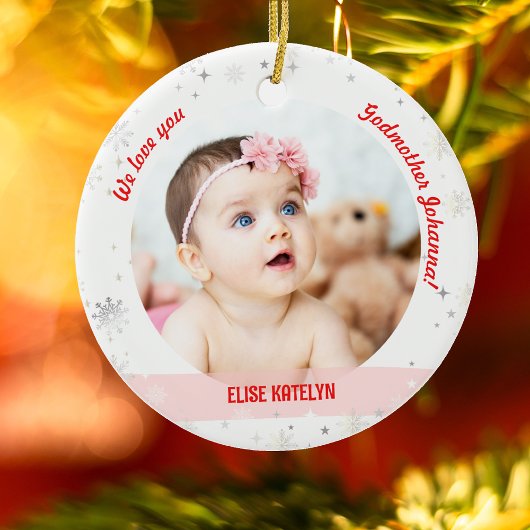 Twins Girls Foto's Godmoeder eerste kerstBaby Keramisch Ornament