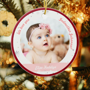 Twins Girls Foto's Godmoeder eerste kerstBaby Keramisch Ornament