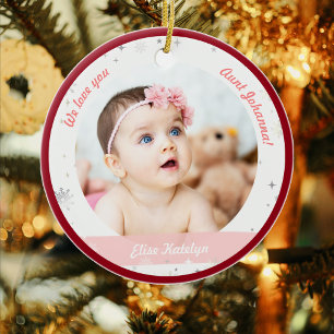 Twins Girls Foto's Tunt Cute First Kerstman Baby Keramisch Ornament
