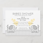 Twins Gray Gingham Baby shower Kaart (Voorkant)