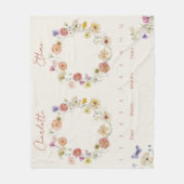 Twins Groei Tracker Waterverf Bloemen Pasgeborene Fleece Deken (Voorkant)