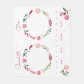 Twins Groei Tracker Waterverf Bloemen Pasgeborene Fleece Deken (Voorkant)
