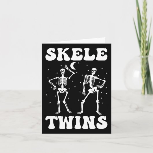 Twins Halloween Matching Skeletwins Grappig Dansen Kaart (Voorkant)
