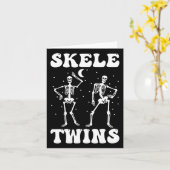 Twins Halloween Matching Skeletwins Grappig Dansen Kaart (Gele Bloem)