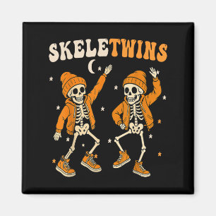 Twins Halloween Matching Skeletwins Grappig Dansen Magneet