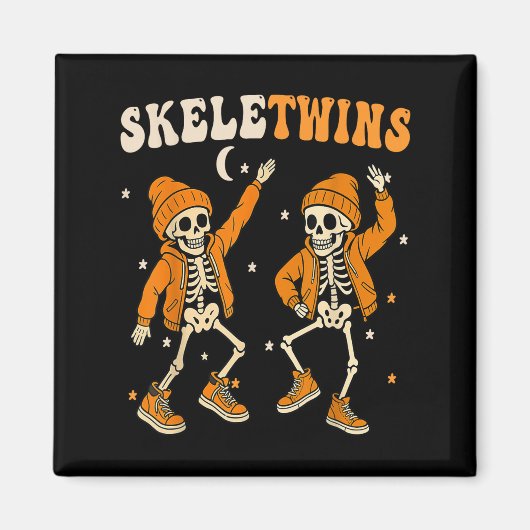 Twins Halloween Matching Skeletwins Grappig Dansen Magneet (Voorkant)