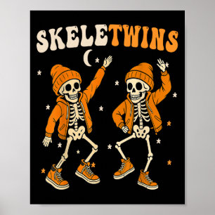 Twins Halloween Matching Skeletwins Grappig Dansen Poster