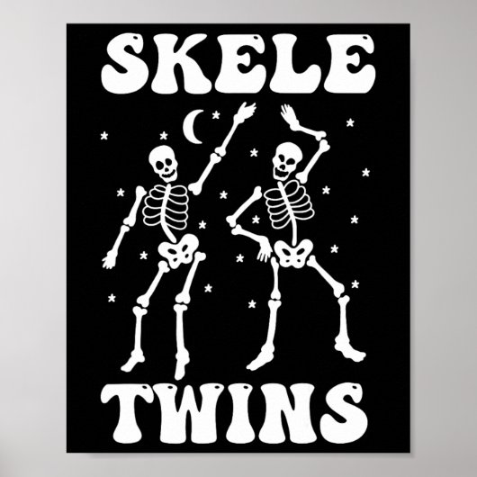 Twins Halloween Matching Skeletwins Grappig Dansen Poster (Voorkant)