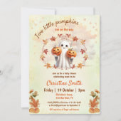 Twins Halloween Pumpkin Ghost Neutral Baby shower Kaart (Voorkant)