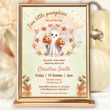 Twins Halloween Pumpkin Ghost Neutral Baby shower