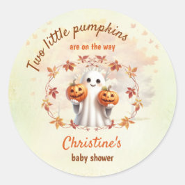 Twins Halloween Pumpkin Ghost Unisex Baby shower Ronde Sticker