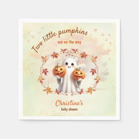 Twins Halloween Pumpkin Ghost Unisex Baby shower Servet (Voorkant)