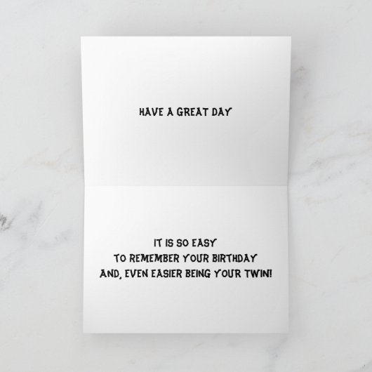 TWINS HAMSTER HUMOR = GEMAKKELIJK OM JE TWEELING T KAART (Binnen)