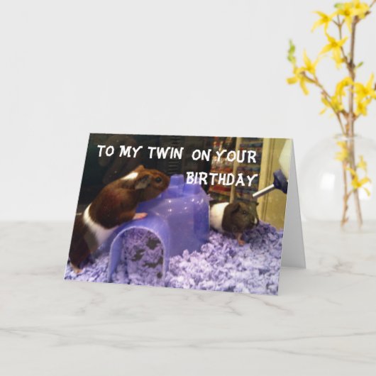 TWINS HAMSTER HUMOR = GEMAKKELIJK OM JE TWEELING T KAART (Gele Bloem)