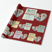 Twins Hart Foto Baby Vrolijk 1e Kerstpostzegels Cadeaupapier (Uitgerold)