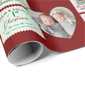 Twins Hart Foto Baby Vrolijk 1e Kerstpostzegels Cadeaupapier (Rol Hoek)