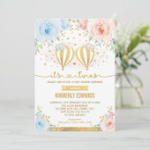 Twins Hete Luchtballon Avontuur Baby shower Kaart (Staand voorkant)