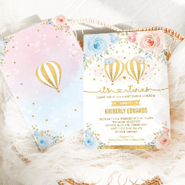Twins Hete Luchtballon Avontuur Baby shower Kaart
