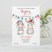 Twins Holiday Lights Baby Shower Invitation Kaart (Staand voorkant)
