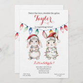 Twins Holiday Lights Baby Shower Invitation Kaart (Voorkant / Achterkant)