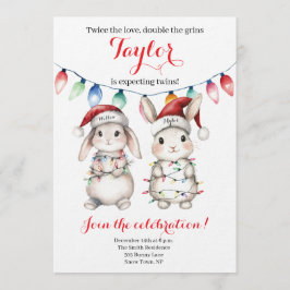 Twins Holiday Lights Baby Shower Invitation Kaart