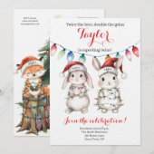 Twins Holiday Lights Baby Shower Invitation Kaart (Voorkant / Achterkant)