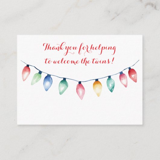Twins Holiday Lights Diaper Raffle Card Informatiekaartje (Achterkant)