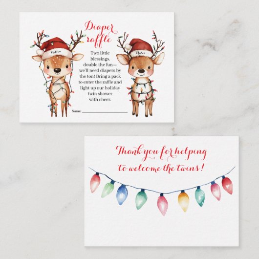 Twins Holiday Lights Diaper Raffle Card Informatiekaartje (Voorkant / Achterkant)