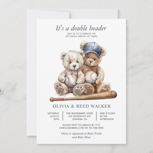 Twins Honkbal Dubbel Header Beer Baby Shower Kaart (Voorkant)