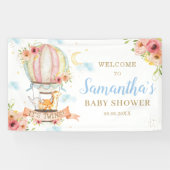 Twins Hot Air Balloon Animals Welkomstachtergrond Spandoek (Horizontaal)