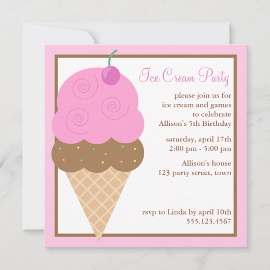 Twins Ice Cream Cone Birthday Party {2} Kaart (Voorkant)