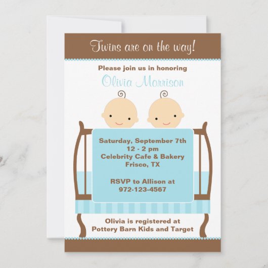 Twins in Blue Wieg Invitations Kaart (Voorkant)