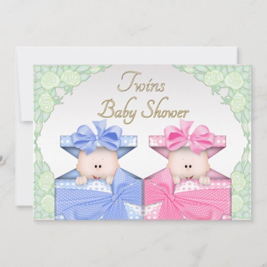 Twins in Cadebox Rozen Baby shower Kaart (Voorkant)