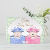 Twins in Cadebox Rozen Baby shower Kaart (Staand voorkant)