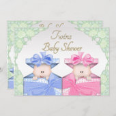 Twins in Cadebox Rozen Baby shower Kaart (Voorkant / Achterkant)