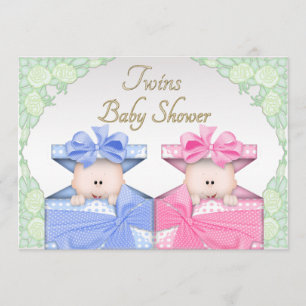 Twins in Cadebox Rozen Baby shower Kaart
