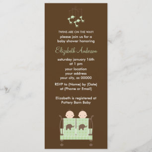 Twins in Green Wieg Baby shower Kaart