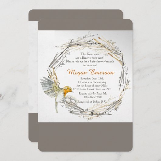 Twins in het Nest Baby shower Kaart (Voorkant / Achterkant)