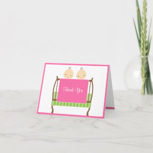 Twins in roze Wieg Note Cards Bedankkaart