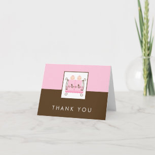 Twins in Wieg Baby shower Dank u Kaarten