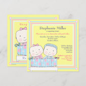 Twins in Wieg, Girl and Boy Baby shower Invitation Kaart (Voorkant / Achterkant)