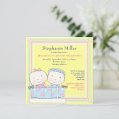 Twins in Wieg, Girl and Boy Baby shower Invitation Kaart (Staand voorkant)