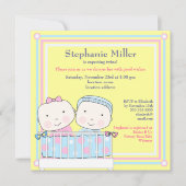 Twins in Wieg, Girl and Boy Baby shower Invitation Kaart (Voorkant)