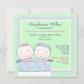 Twins in Wieg, Girl and Boy Baby shower Invitation Kaart (Voorkant)