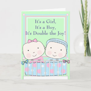 Twins in Wieg, Girl en Boy Baby Aankondiging