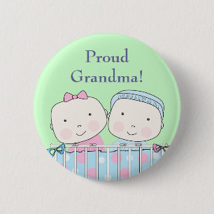 Twins in Wieg, Grandparent Pin Ronde Button 5,7 Cm